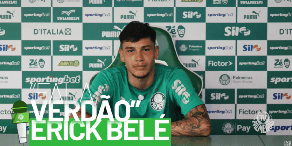 Erick Belé (Foto: Reprodução/ YouTube/ Palmeiras TV) Erick Belé (Foto: Reprodução/ YouTube/ Palmeiras TV)