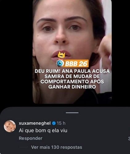 Xuxa reage à Ana Paula descobrindo farsa (Foto: Reprodução / Instagram)

