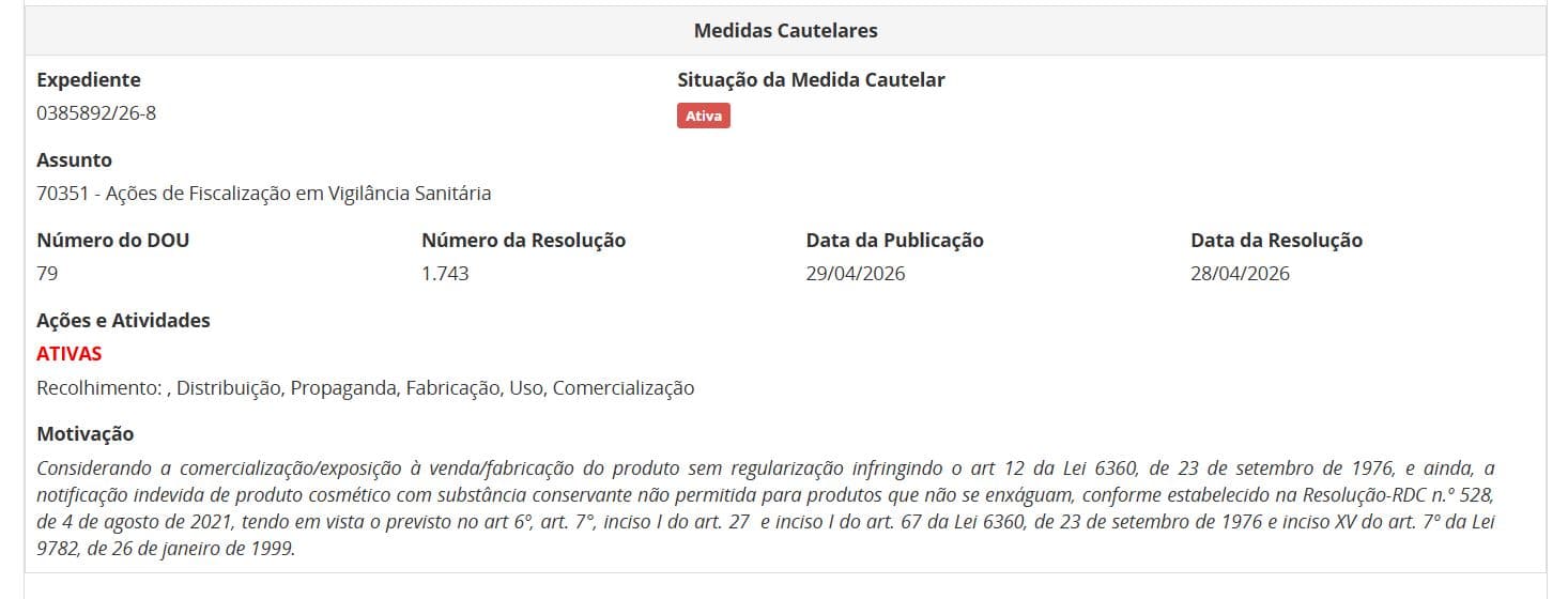 Medida da ANVISA contra tônico parte 1 (Foto Reprodução/ANVISA)