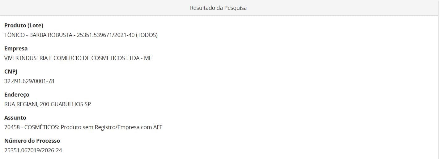 Medida da ANVISA contra tônico parte 1 (Foto Reprodução/ANVISA)