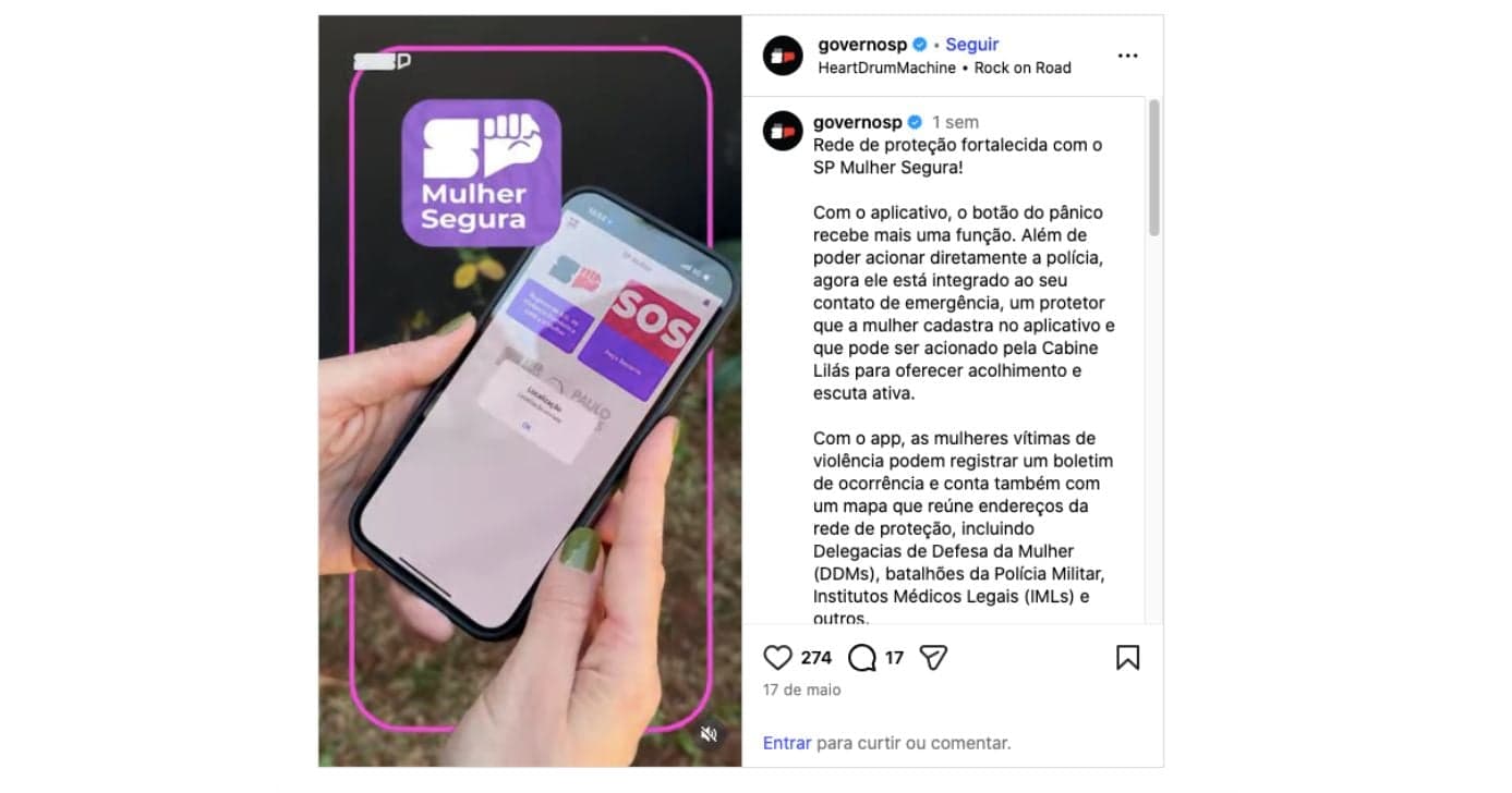 Governo de Tarcísio faz anúncio sobre aplicativo (Foto: Reprodução / Instagram) 