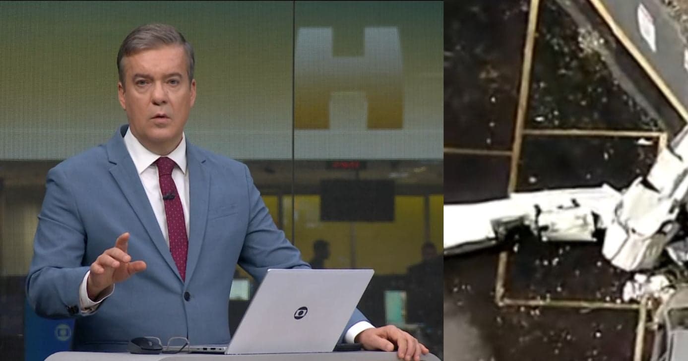 Plantão na Globo: Kovalick interrompe o SP1 com queda de avião e exibe imagens ao vivo