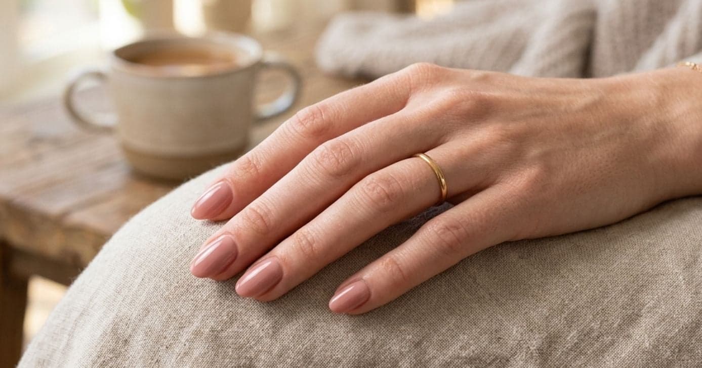 Unhas pintadas com nude rosado (Foto: Montagem TV Foco / GMN)