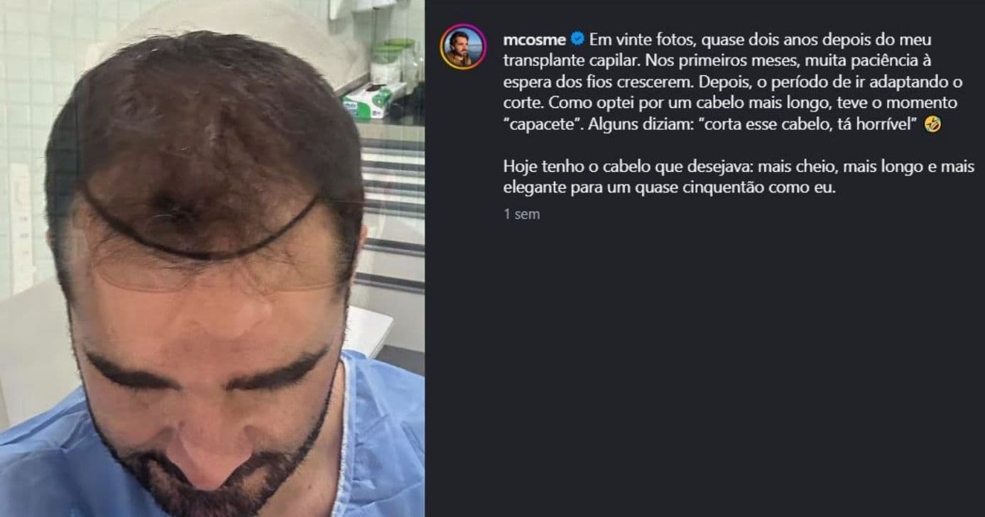 Postagem recente sobre o transplante de Marcelo Cosme (Foto Reprodução/Instagram)