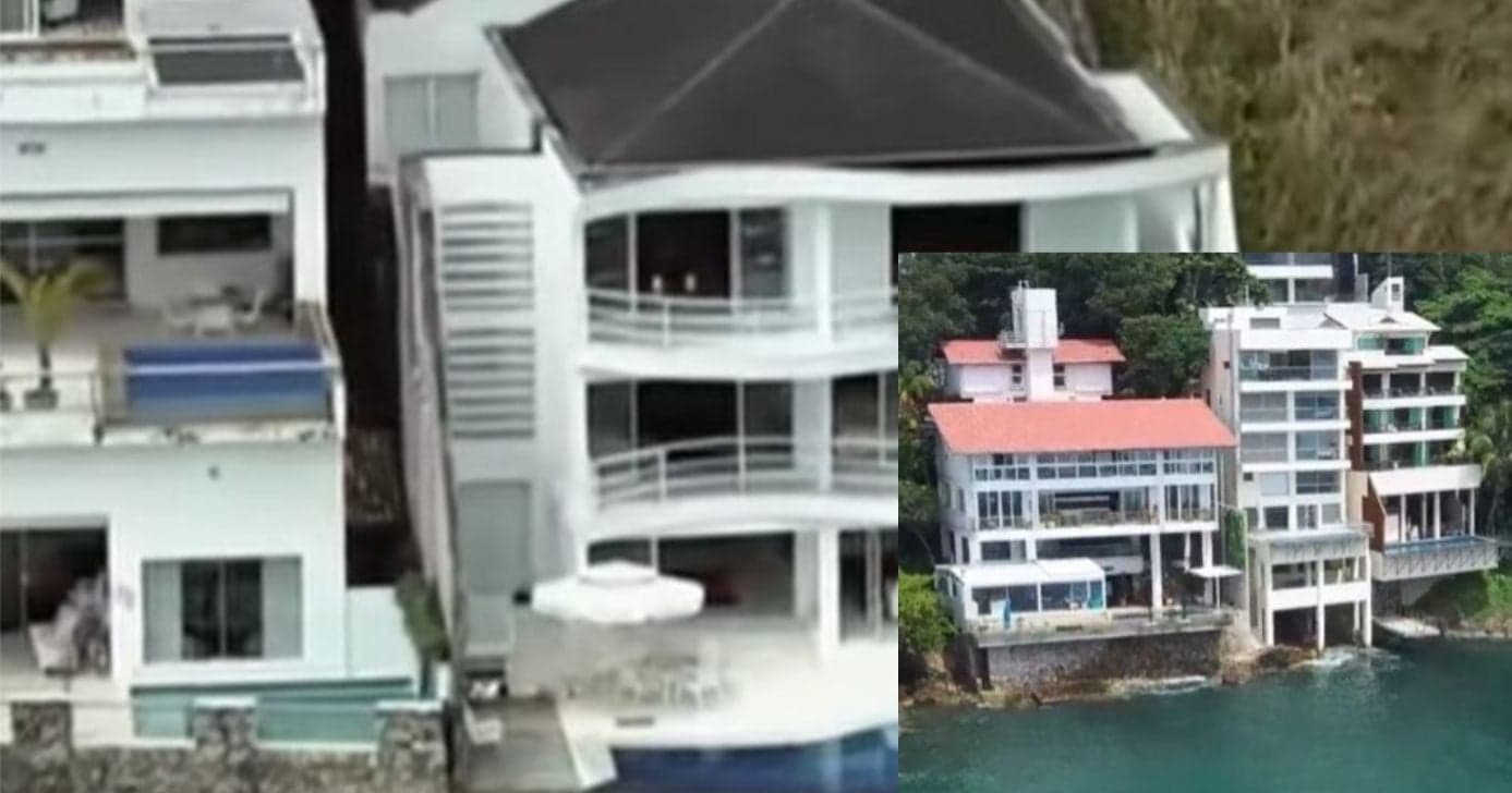 Mansão do litoral que pertencia a Gugu Liberato (Foto Reprodução/Montagem/TV Foco/YouTube)