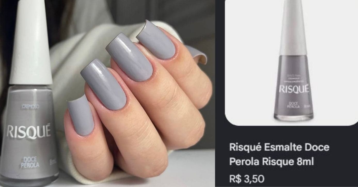 Esmalte Doce Pérola - Risqué (Foto Reprodução/Montagem/TV Foco/Canva/Lennita/ Google Shopping/Pinterest)