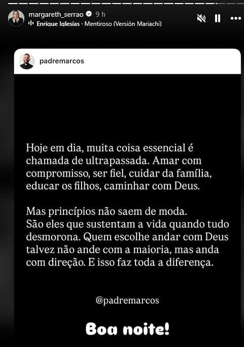 Mãe de Virginia publicou indireta antes do anúncio do término dela com o jogador (Foto: Reprodução / Instagram)