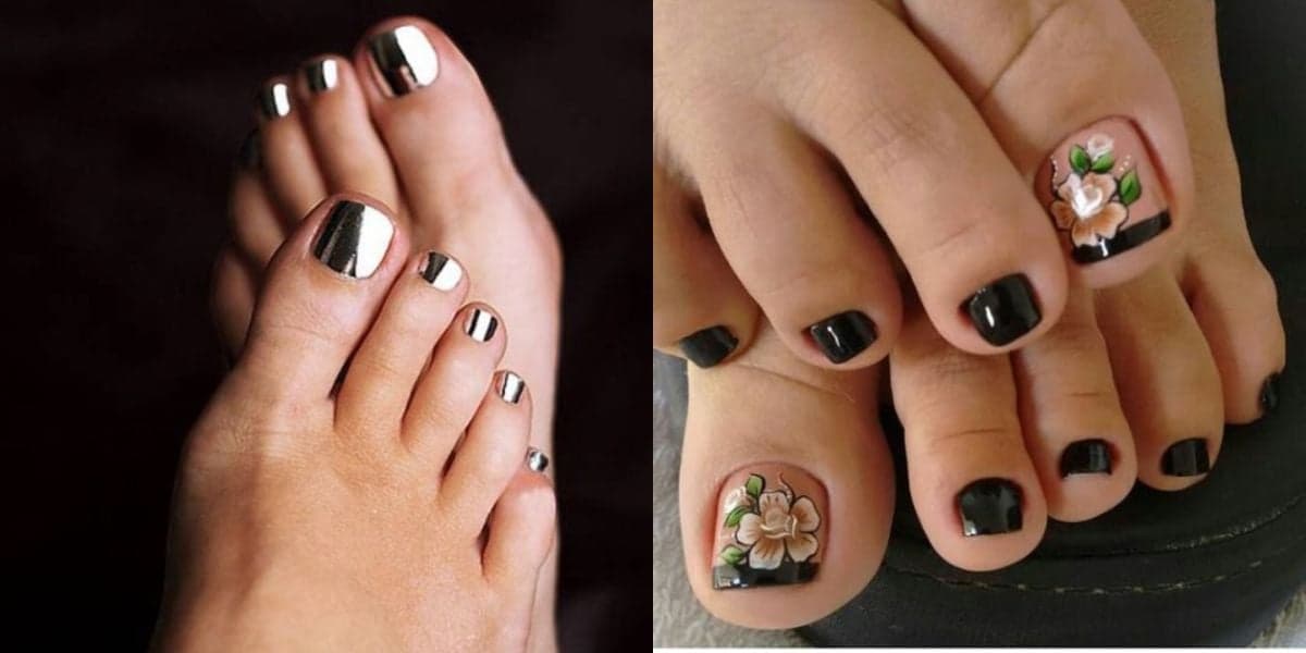 Cromado e preto nail art (Reprodução: Montagem TV Foco)