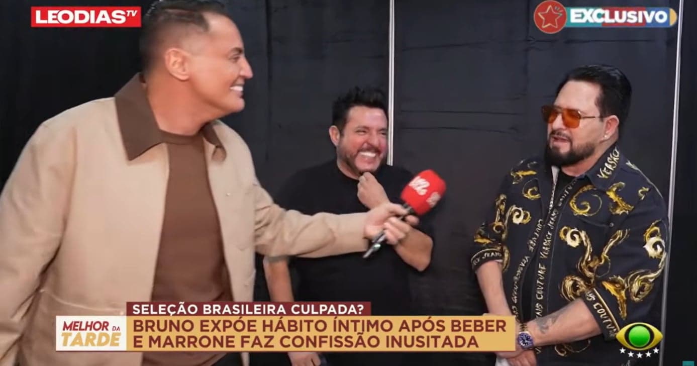 Bruno e Marrone em entrevista a Leo Dias (Foto: Reprodução/ Melhor da Tarde/ Band)
