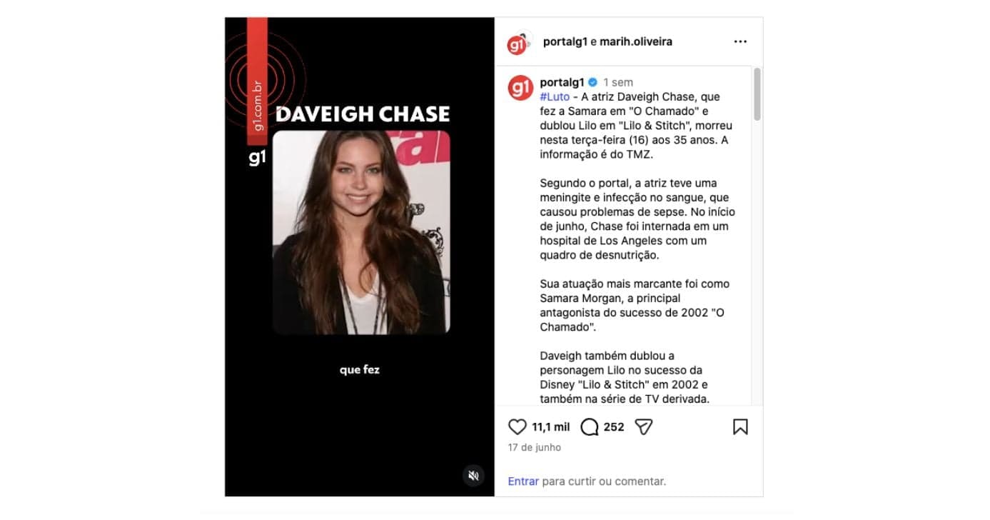 Atriz Daveigh Chase (Foto: Reproduções / Instagram)