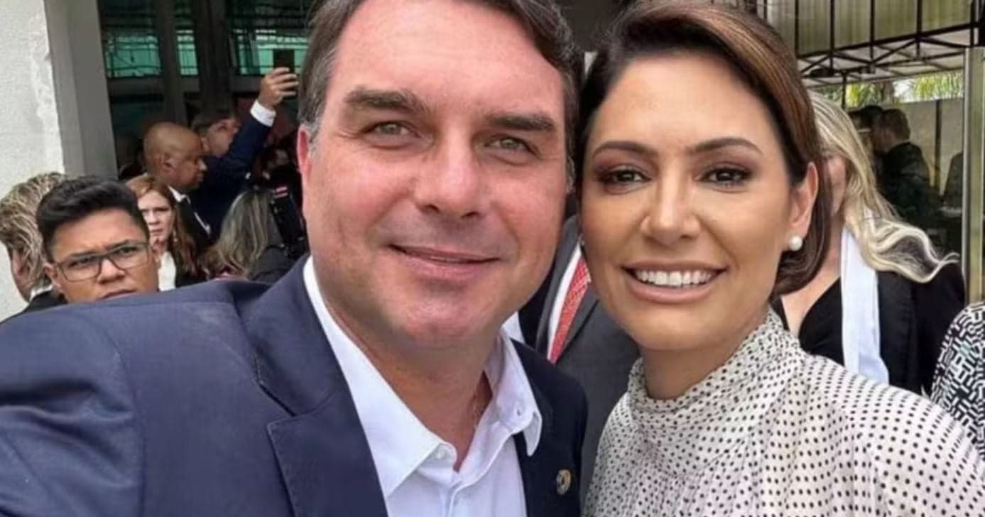 Michelle Bolsonaro e Flávio Bolsonaro (Foto: Reprodução / Instagram)