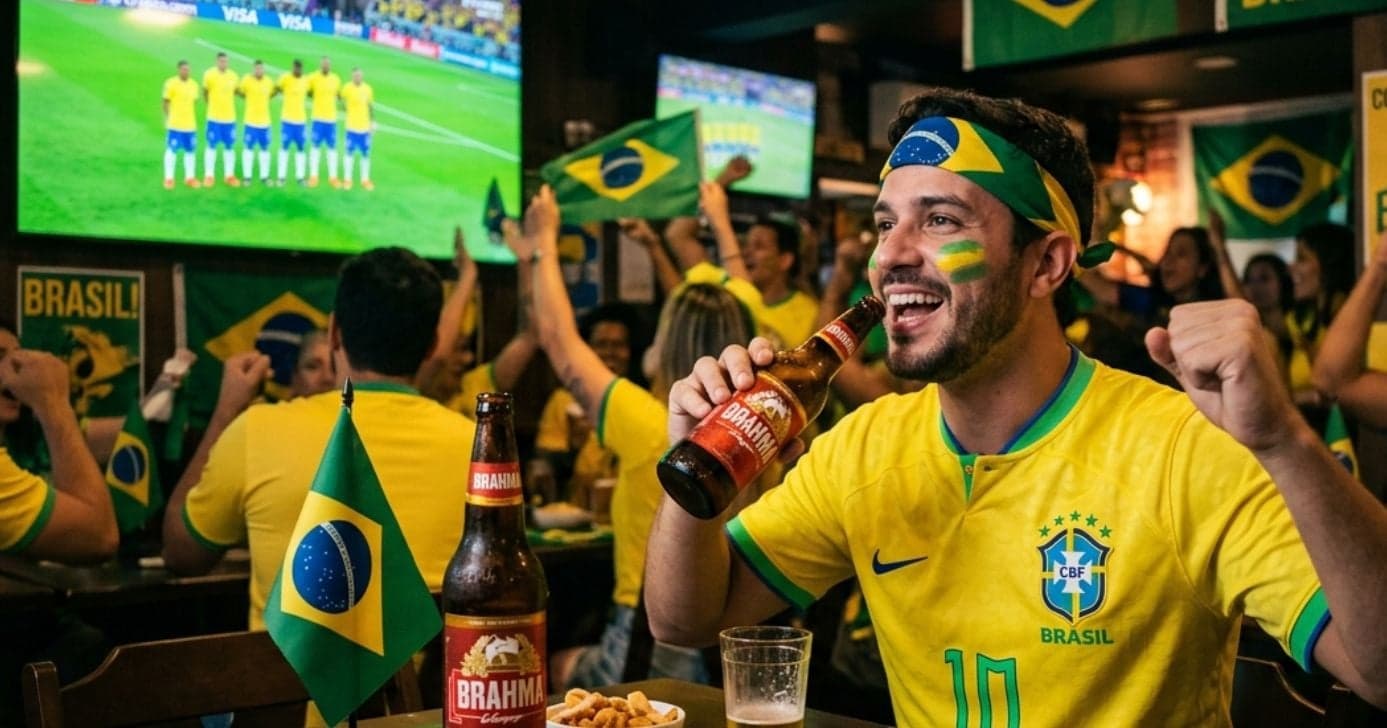 Ilustração homem torcendo pelo Brasil na Copa do Mundo (Foto: Montagem TV Foco / GMN)