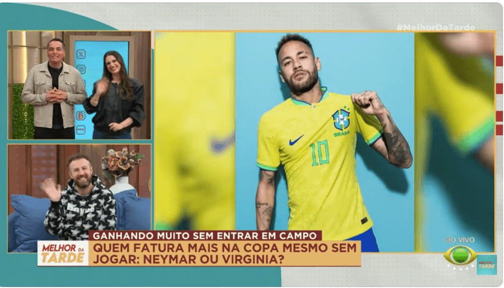 Leo Dias, Chris Flores, Neymar e Thiago Pasqualotto (Foto: Reprodução / Band)