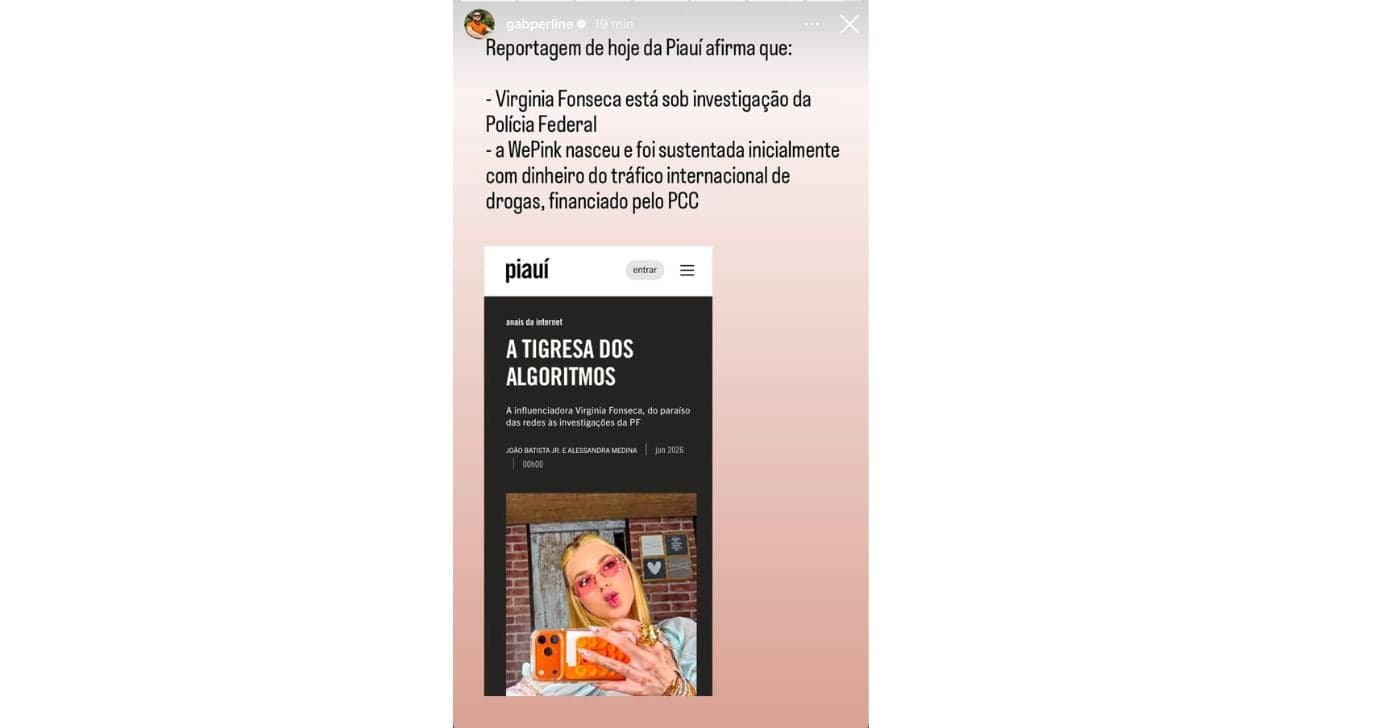 Publicação de Gabriel Perline (Foto: Reprodução / Instagram)