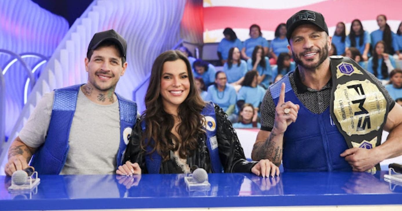 Rafinha, Emily Araújo e Kleber Bambam no programa de Celso Portiolli (Foto: Reprodução / SBT) 