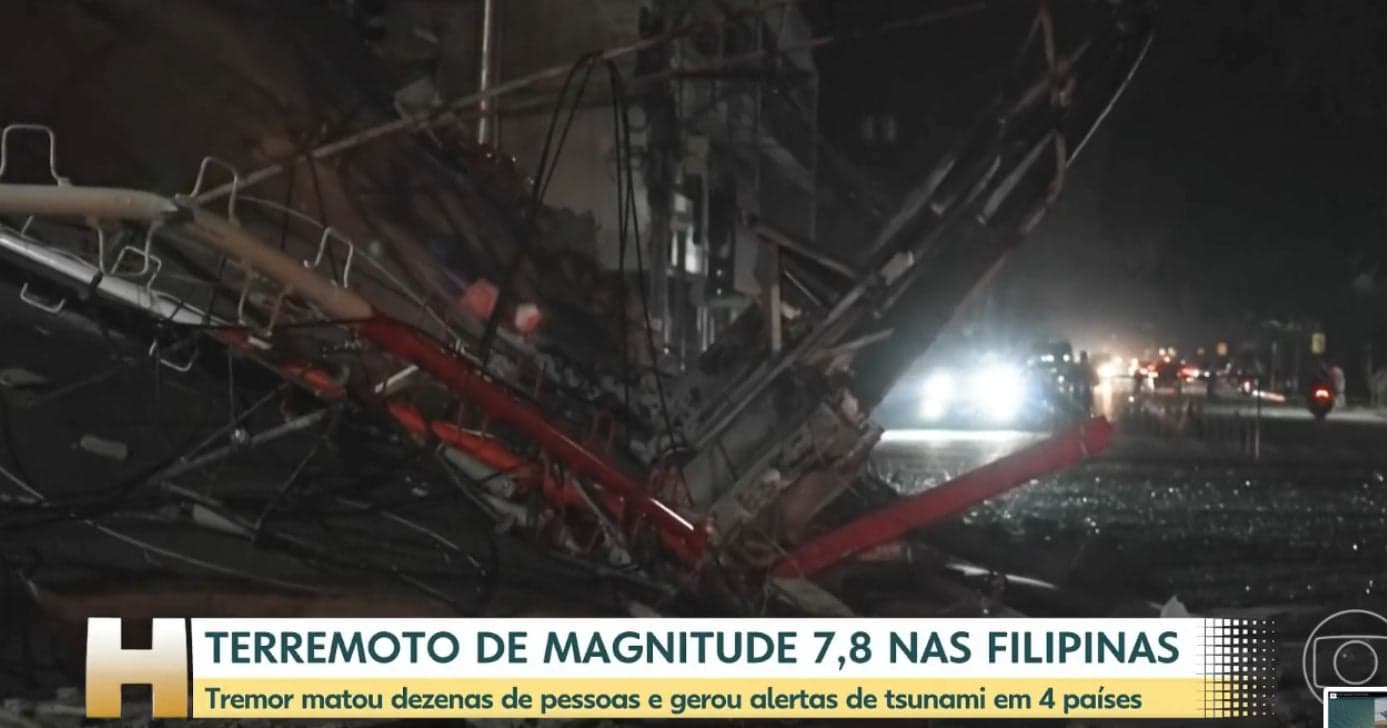 Roberto Kovalick dá notícia sobre terremoto nas Filipinas (Foto: Reprodução / Globo)