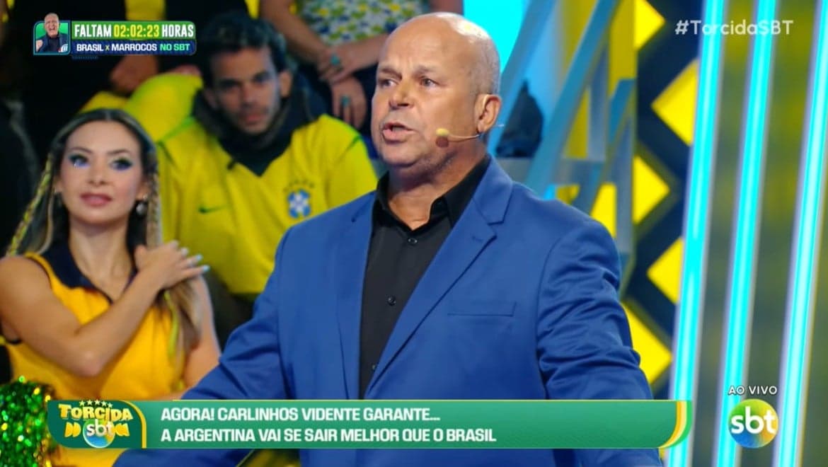 Carlinhos Vidente falou da participação do Brasil na Copa do Mundo e assustou Tiago Leifert (Foto: Reprodução/ Internet) Carlinhos Vidente falou da participação do Brasil na Copa do Mundo e assustou Tiago Leifert (Foto: Reprodução/ Internet)