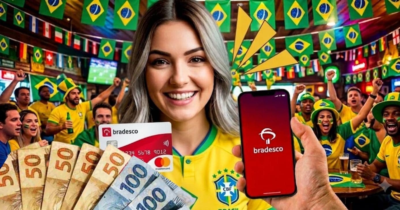 Alívio financeiro pra Copa: Como antecipar o 13º salário no Bradesco hoje (11/06)