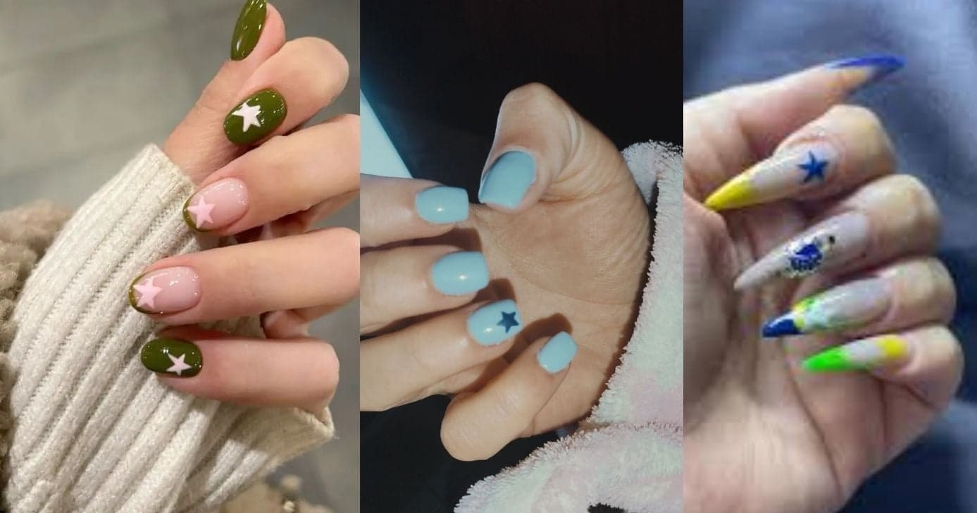 Unhas decoradas com a estrela da vitória (Foto Reprodução/Montagem/Lennita/TV Foco/Pinterest)