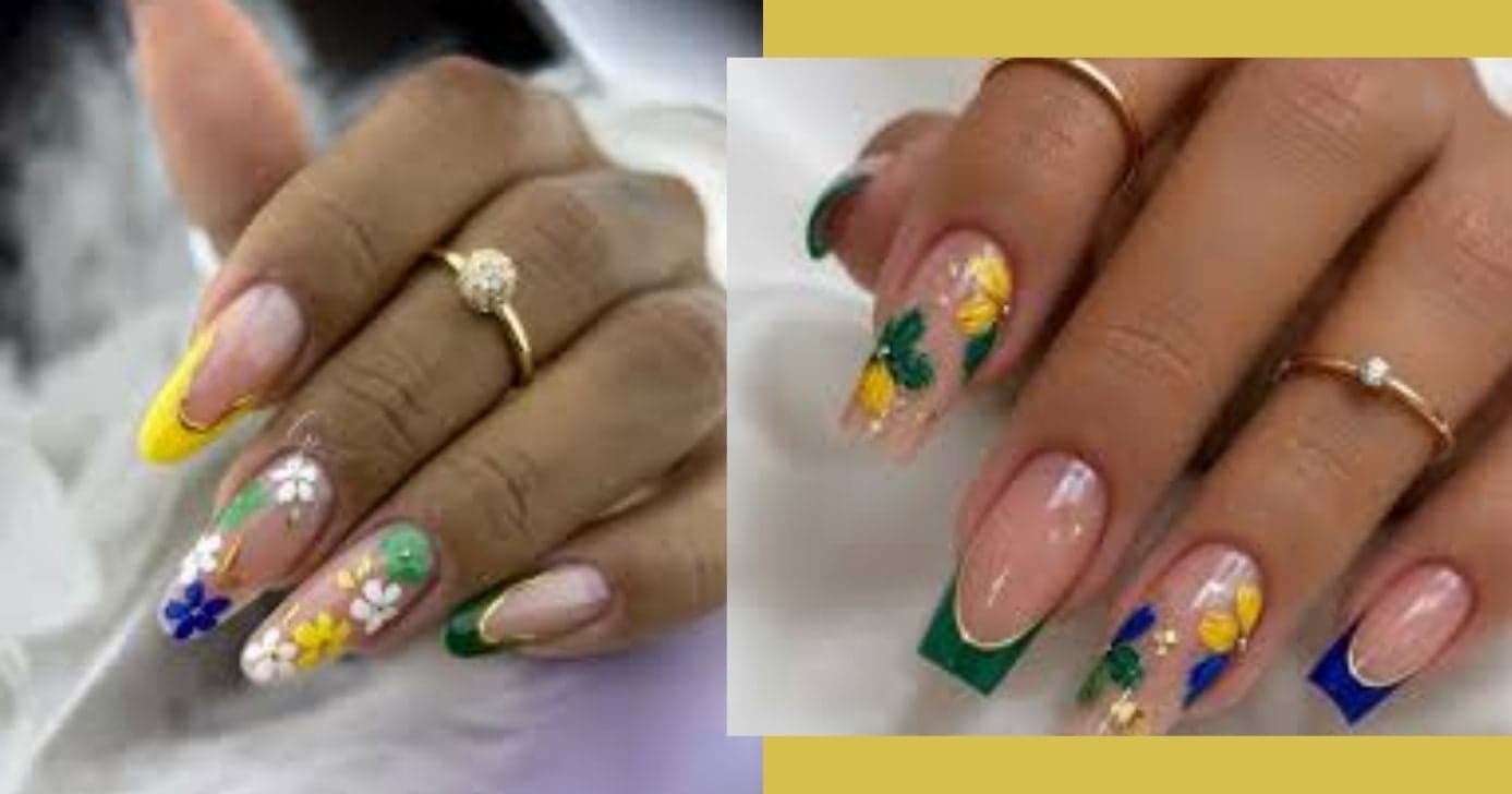  Unhas com florzinhas entre as cores da bandeira (Foto Reprodução/Montagem/Lennita/TV Foco/Intagram)