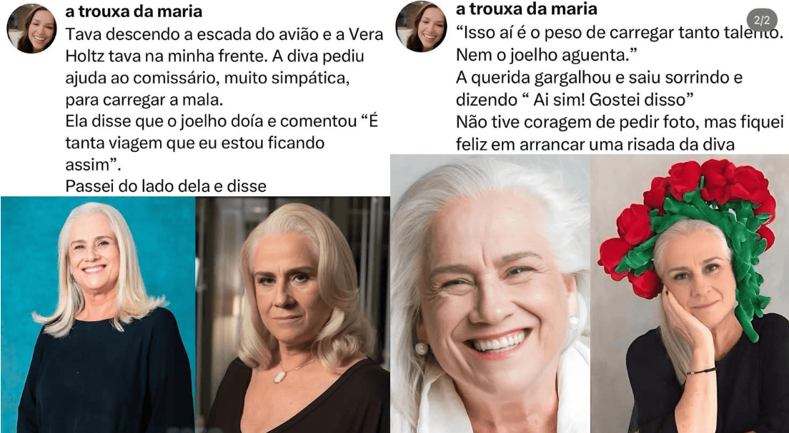 Relato de fã de Vera Holtz viralizou nas redes sociais (Foto: Reprodução / Instagram)

