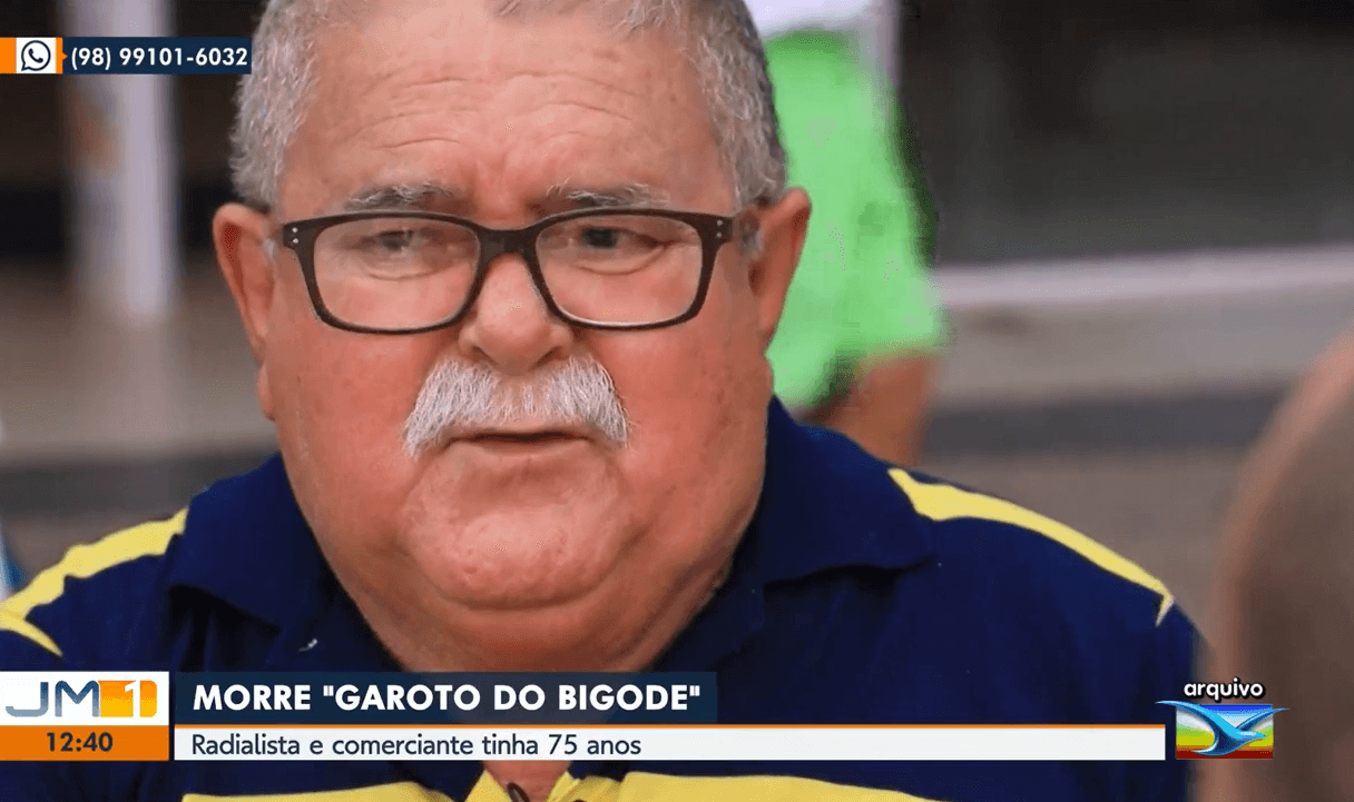 Comunicador Sebastião Edson de Paula Neri, conhecido como "Garoto do Bigode" teve morte divulgada em Jornal da Globo (Foto: Reprodução / Globo)
