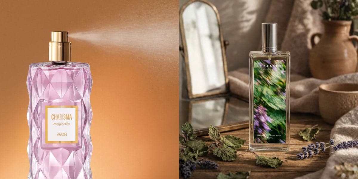 Charisma Magnetic, da Avon, e Brume de Patchouli, da Le Sensier (Reprodução: Divulgação)
