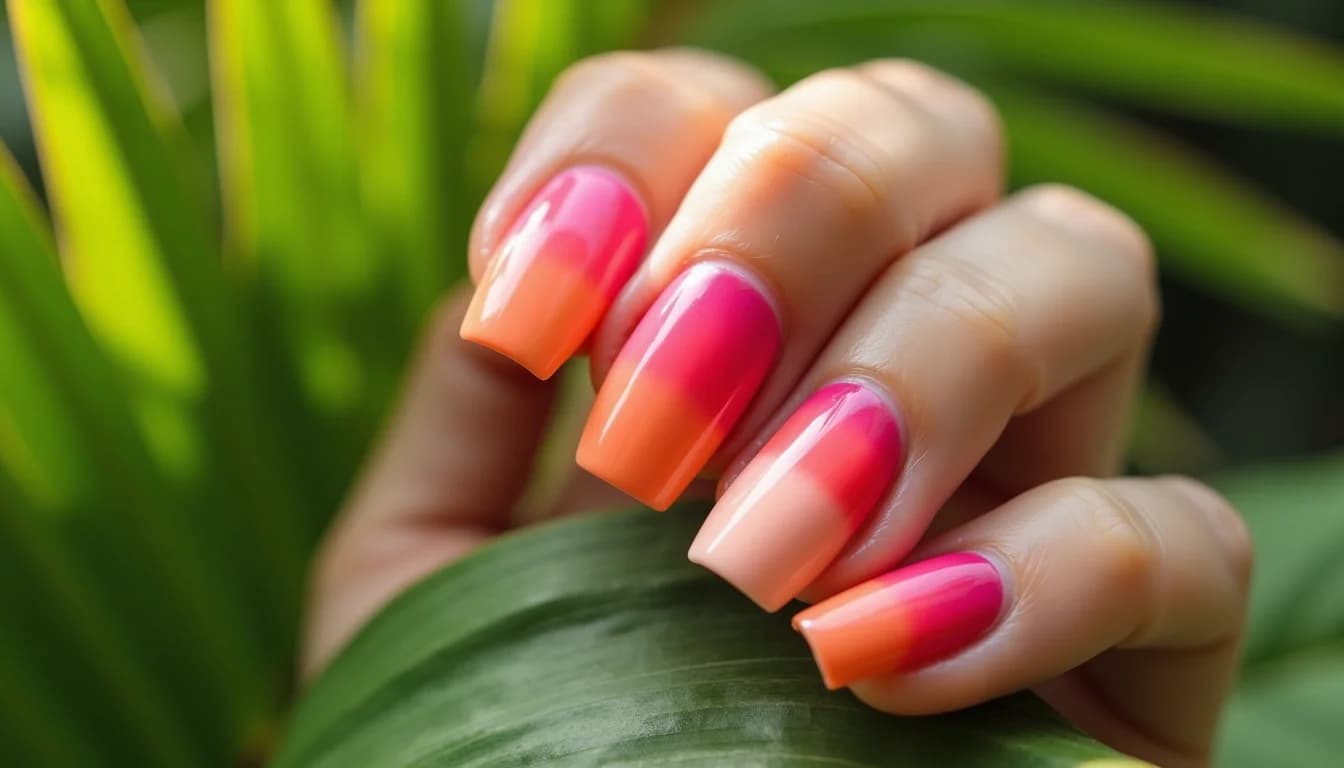 Unhas Degradê de Tons Quentes