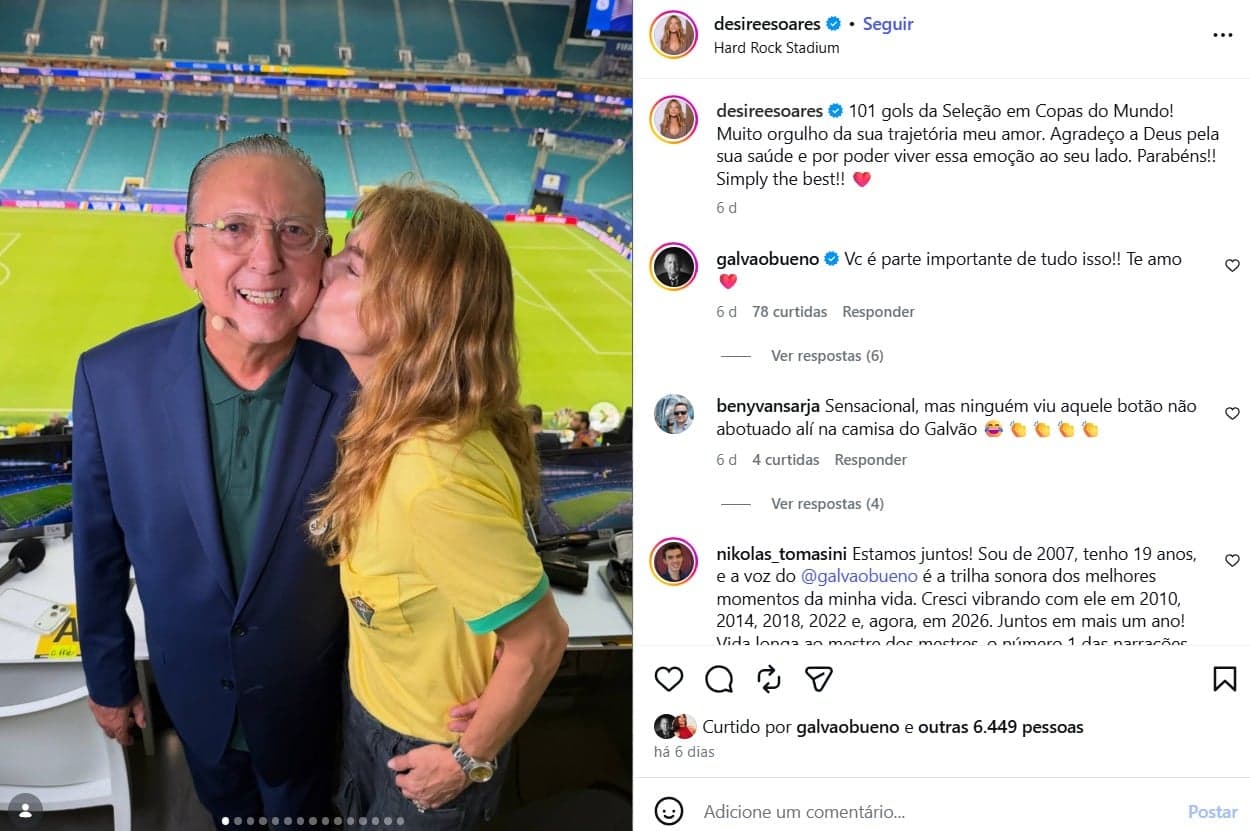 Narrador ganhou homenagem da esposa (Foto: Reprodução/ Internet)
