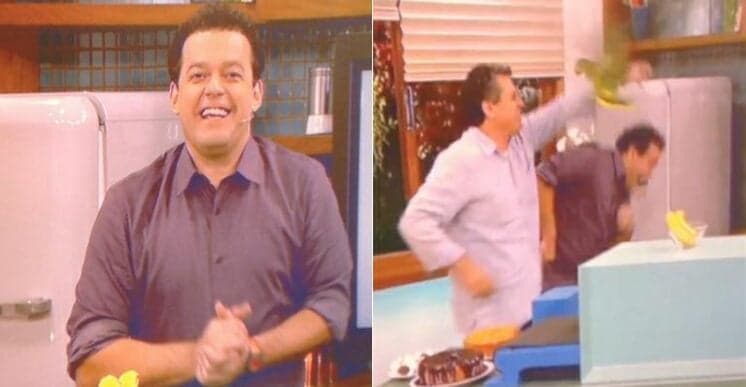 Durante o "Bem Estar", Fernando Rocha é atacado por papagaio
