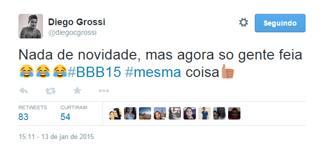 Lista dos novos integrantes do "BBB15" vira motivo de piada de antigos participantes do reality