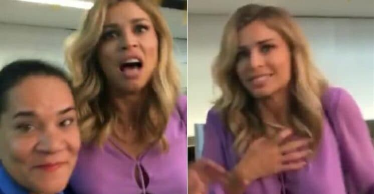 Grazi Massafera leva susto de David Brazil enquanto tirava foto com fã