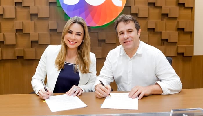 Rachel Sheherazade e Fernando Pelegio, diretor artístico do SBT (Foto: Gabriel Cardoso/SBT) Rachel Sheherazade e Fernando Pelegio, diretor artístico do SBT (Foto: Gabriel Cardoso/SBT)
