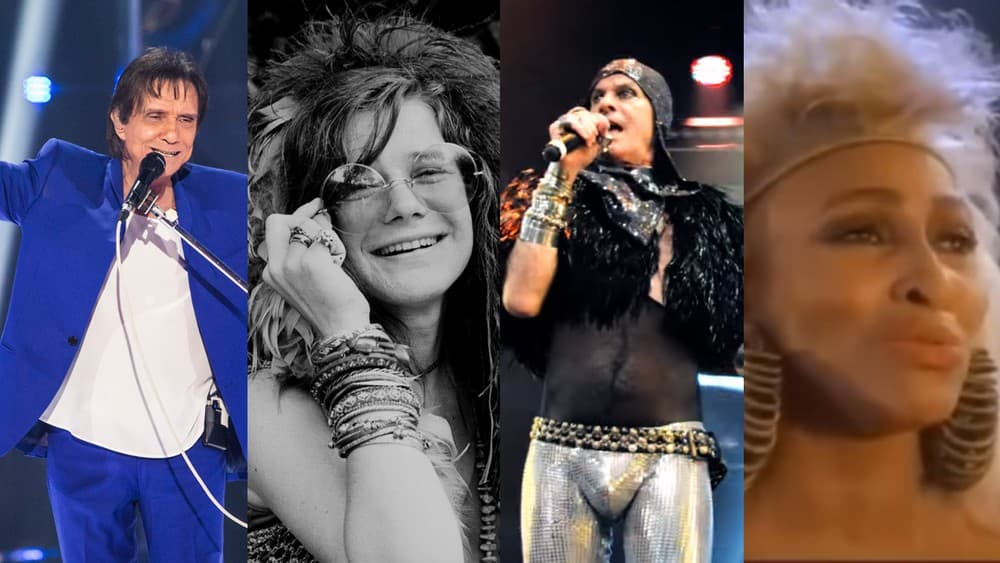 Roberto Carlos, Janis Joplin, Ney Matogrosso e Tina Turner serão os homenageados da noite no Show dos Famosos (Foto: João Miguel Júnior/TV Globo e Divulgação) Roberto Carlos, Janis Joplin, Ney Matogrosso e Tina Turner serão os homenageados da noite no Show dos Famosos (Foto: João Miguel Júnior/TV Globo e Divulgação)