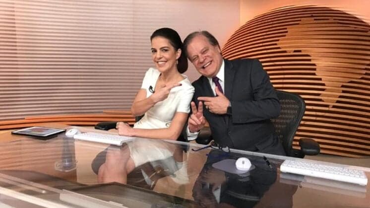 Mariana Gross estreia no Bom dia Brasil e Chico Pinheiro comemora