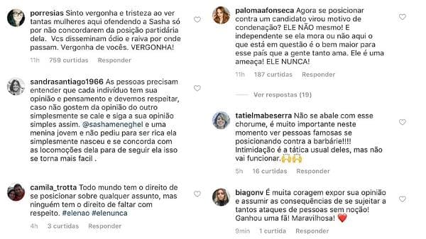 Mulheres defendem Sasha Meneghel de ataques (Foto: Divulgação) Mulheres defendem Sasha Meneghel de ataques (Foto: Divulgação)