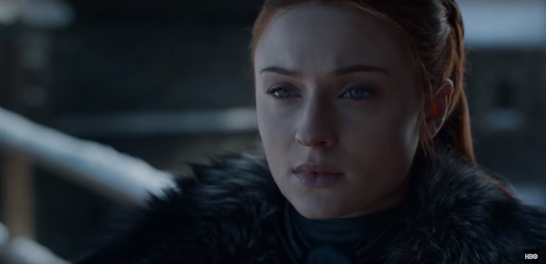 Sophie Turner como Sansa no trailer da última temporada de Game of Thrones (Reprodução/YouTube) Sophie Turner como Sansa no trailer da última temporada de Game of Thrones (Reprodução/YouTube)