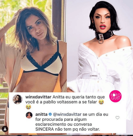 Anitta impôs condição para se reconciliar com Pabllo Vittar (Reprodução: Instagram) Anitta impôs condição para se reconciliar com Pabllo Vittar (Reprodução: Instagram)