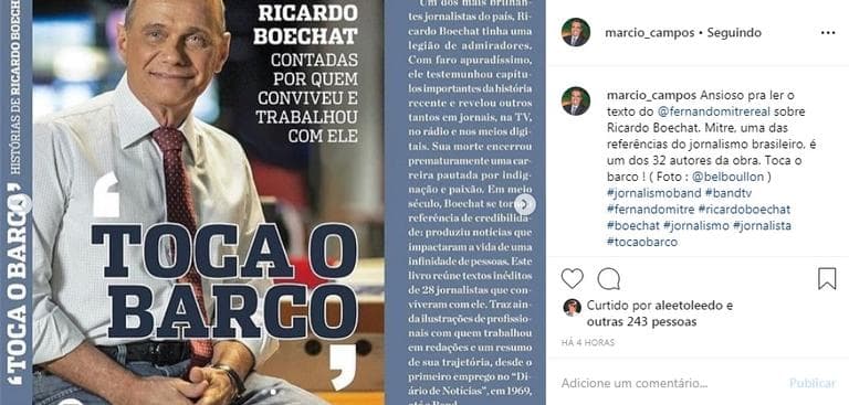 Ricardo Boechat ganhará livro feito por amigos (Foto: Reprodução) Ricardo Boechat ganhará livro feito por amigos (Foto: Reprodução)
