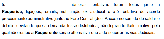 Parte do processo em que a Escola Panamericana de Arte diz que tentou contato várias vezes com Najila Trindade. Parte do processo em que a Escola Panamericana de Arte diz que tentou contato várias vezes com Najila Trindade.
