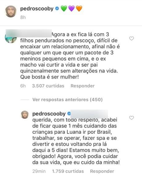 Pedro Scooby rebate seguidora sobre Luana Piovani após assumir namoro com Anitta (Foto: Divulgação) Pedro Scooby rebate seguidora sobre Luana Piovani após assumir namoro com Anitta (Foto: Divulgação)