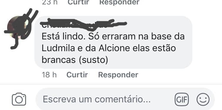 Internautas criticaram aplicação de maquiagem na pele de Alcione e Ludmilla que teriam ficado "brancas" (Reprodução: Facebook) Internautas criticaram aplicação de maquiagem na pele de Alcione e Ludmilla que teriam ficado "brancas" (Reprodução: Facebook)
