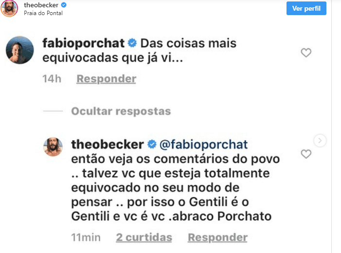 Treta entre Fábio Porchat e Theo Becker. (Foto: Reprodução) Treta entre Fábio Porchat e Theo Becker. (Foto: Reprodução)