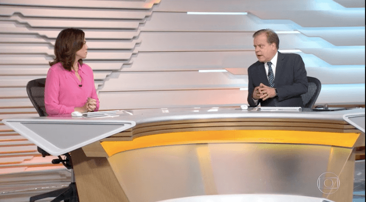 Ana Paula Araújo e Chico Pinheiro na bancada do Bom Dia Brasil. Foto: Reprodução/Globo Ana Paula Araújo e Chico Pinheiro na bancada do Bom Dia Brasil. Foto: Reprodução/Globo