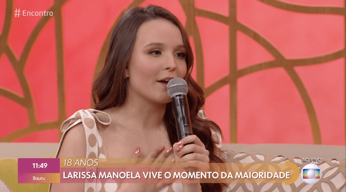 Larissa Manoela participou do Encontro com Fátima Bernardes. Foto: reprodução/Globo Larissa Manoela participou do Encontro com Fátima Bernardes. Foto: reprodução/Globo