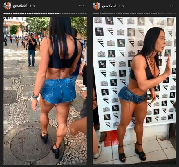 Gracyanne Barbosa, esposa de Belo roubou as atenções no centro de SP, ao desfilar de micro-shorts (imagem: Instagram) Gracyanne Barbosa, esposa de Belo roubou as atenções no centro de SP, ao desfilar de micro-shorts (imagem: Instagram)