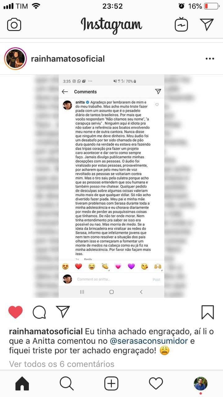 Anitta recebeu uma provocação de uma empresa brasileira, mas respondeu à altura. Anitta recebeu uma provocação de uma empresa brasileira, mas respondeu à altura.