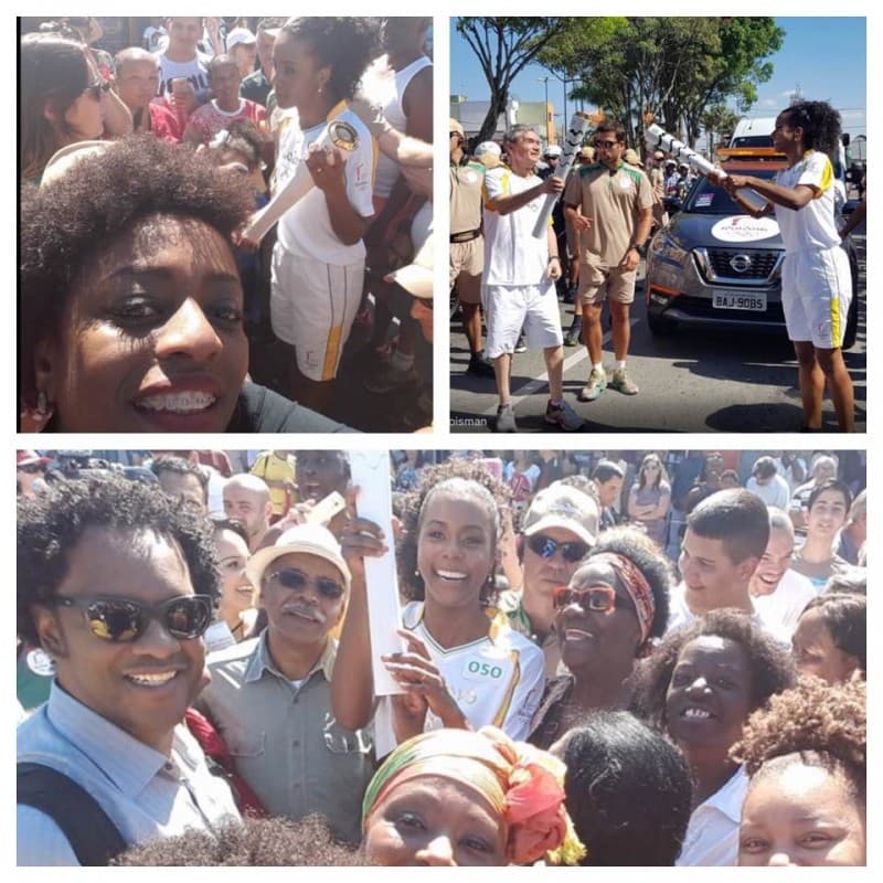 segurando a tocha durante as Olimpíadas de 2016 Foto: Reprodução segurando a tocha durante as Olimpíadas de 2016 Foto: Reprodução