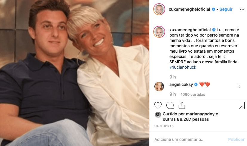 Xuxa faz homenagem de aniversário para Luciano Huck. Foto: Reprodução/Instagram Xuxa faz homenagem de aniversário para Luciano Huck. Foto: Reprodução/Instagram