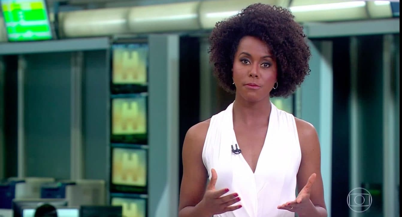 Maju na estreia do Jornal Hoje (30) (Foto: Reprodução/ Globo) Maju na estreia do Jornal Hoje (30) (Foto: Reprodução/ Globo)